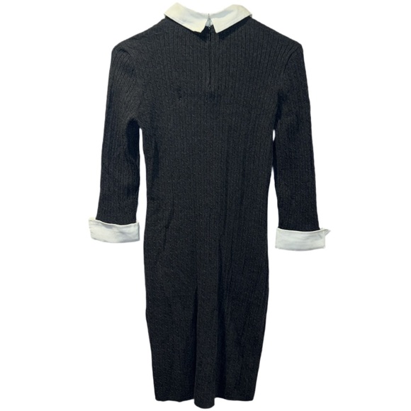 Lauren Ralph Lauren Size Medium Dark Gray Cable Knit Collared Sweater Dress - Picture 5 of 8
